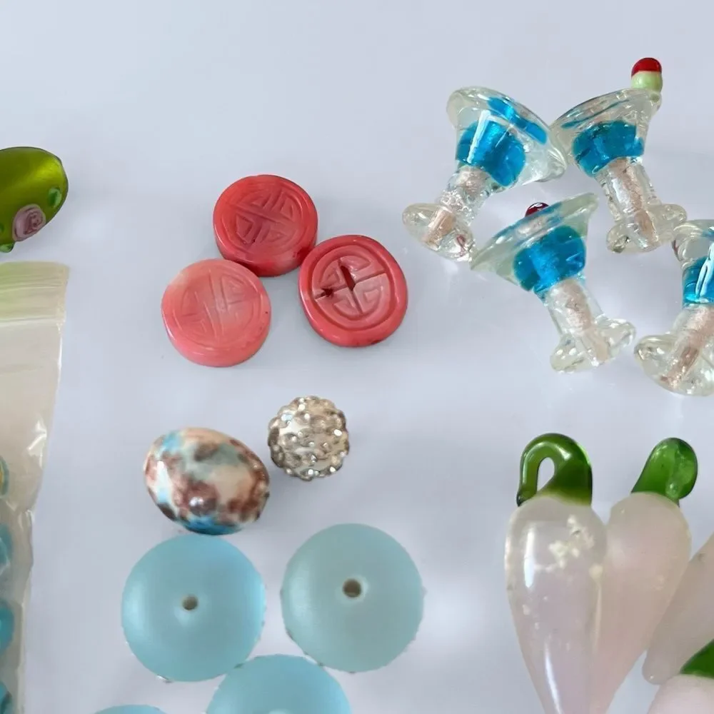 Glass Beads + Charms Jewelry Making Supplies Lot